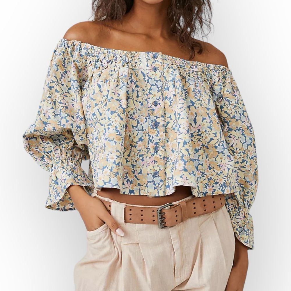 FREE PEOPLE NWT James Smock Top- Floral- size S- Cottagecore‎